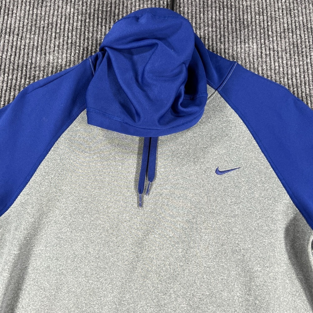 Nike Hoodie Sweatshirt Womens Medium Gray Blue Long Sleeve Therma Fit Pullover